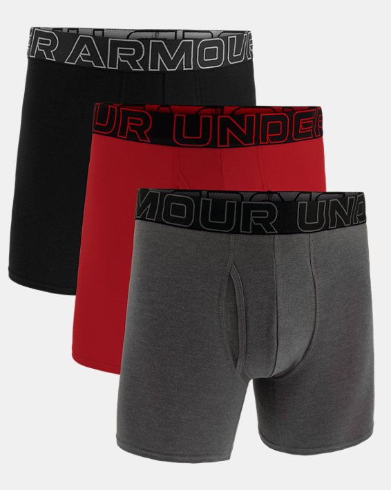 UA Performance Cotton Boxerjock® 15 cm im 3er-Pack für Männer, Gray, pdpMainDesktop image number 2